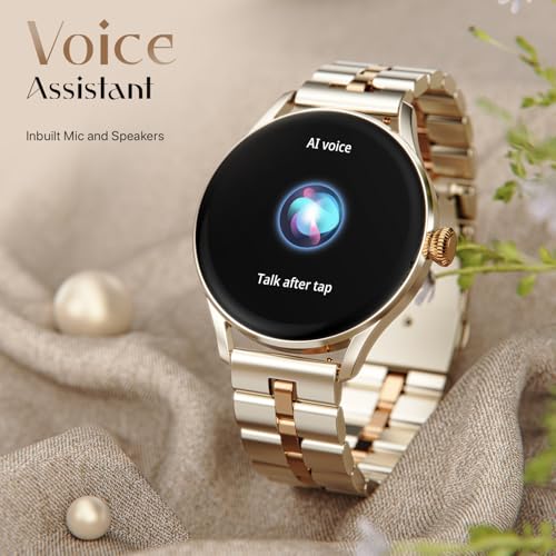 Fire-Boltt Glitz Women Smart Watch with 1.19” AMOLED Display, Bluetooth Calling, Rotating Crown, Always On Display, 1000 Nits Brightness, IP68 Waterproof Ivory Pearl