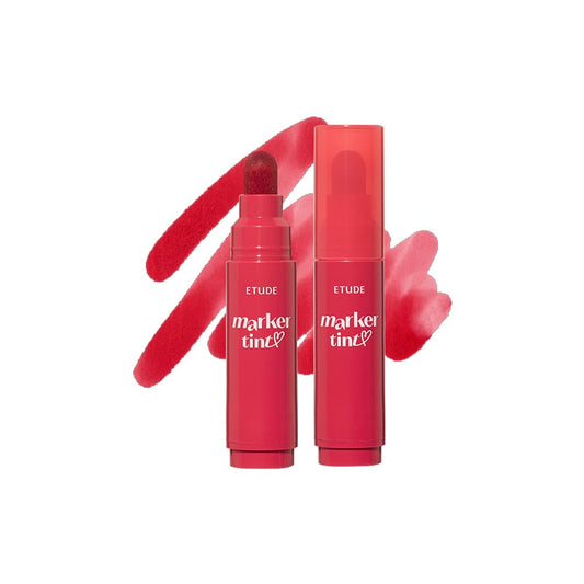 ETUDE Dear Darling Marker Tint| Hydrating & Long Lasting Lip Stain | High Pigmented Lip Maker with Easy Drawing Tip | Korean Lip Tint, Korean Makeup, Kbeauty, 01 Raspberry Pop- 3.5g
