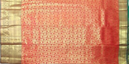 SREE KUMARAN Women's Traditional Handloom Kanchipuram Silk Pure Pattu Sarees | Unstitched Blouse (VSK102-3), Multicolour