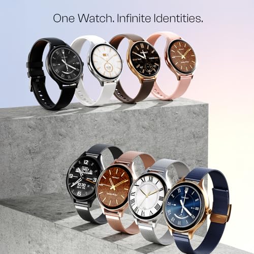 Fire-Boltt Phoenix Air Smart Watch 1.26” Round Display, Rotating Button, Wireless Charging, Ultra Lightweight Metal Body, Bluetooth Calling, Smartwatch with Silicone & Mesh Steel Straps Rose Metal