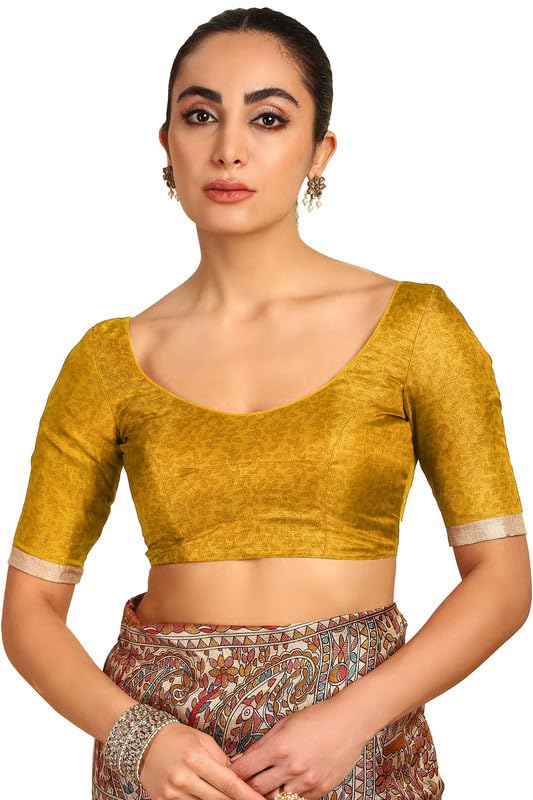 Soch Womens Gold Art Silk Paisley Print Saree