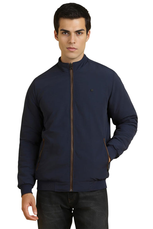 Allen Solly Men Navy Solid Full Sleeves Casual Jacket