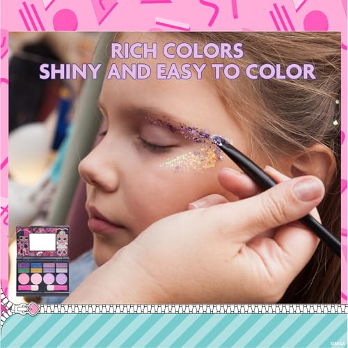 L.O.L Surprise! All-in-One Kids Cosmetic Compact Set Includes Washable Lip Gloss, Eye Shimmer, Cheek Shimmer, Brushes Colorful Portable Beauty Set for Girls, Kids, and Toddlers Ages 3+ by Townley Girl