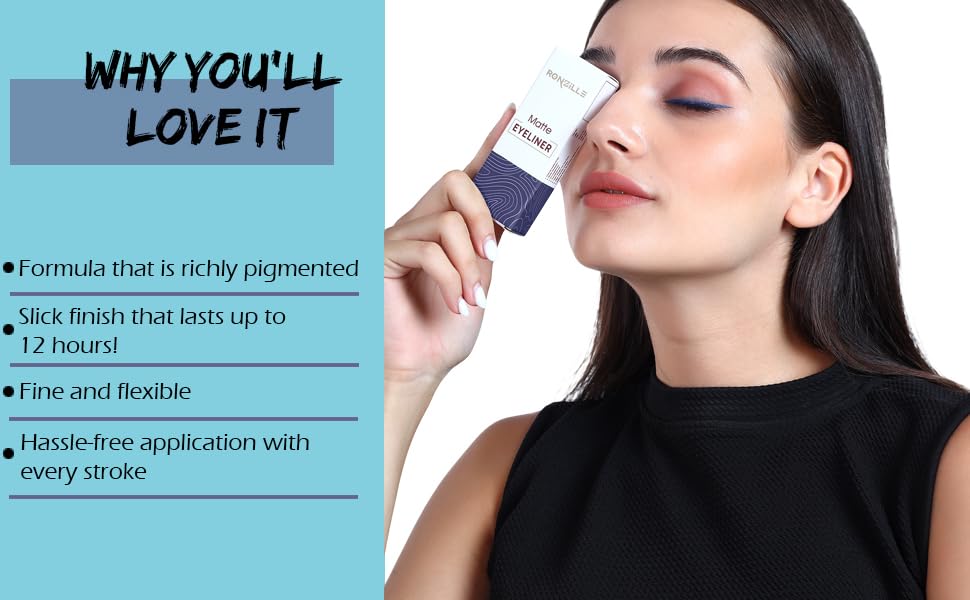 Ronzille Absolute Shine Liquid Matte Eyeliner,Long Lasting, Smudge Proof, Waterproof Liner, Eye Makeup 5 ml (Blue)