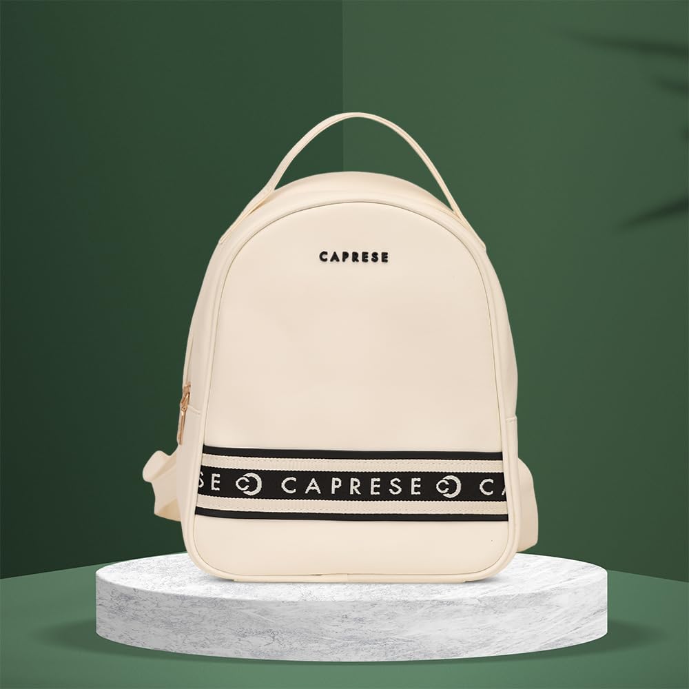 Caprese Trinity Fashion Backpack Medium Cream Solid Women's Bag