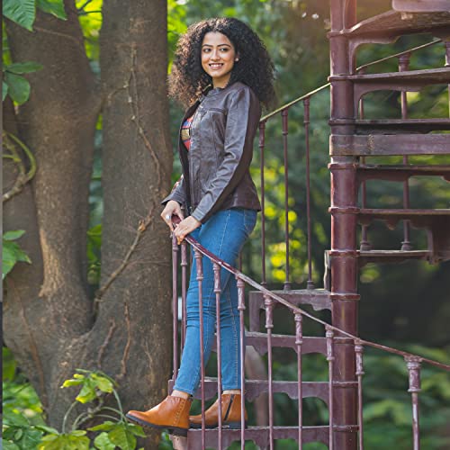 YOHO Tan Boot For Women Stylish and Comfortable| Mid Ankle Boot and Anti Skid Sole |Trendy,Zipper Casual Boots for Womens, Outdoor and Holiday Outings| Size-6