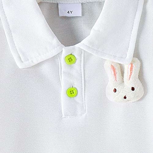 Hopscotch Girls Puff Sleeves White 2-Pc Bunny Applique Blouse & Skirt (6-7 Years)