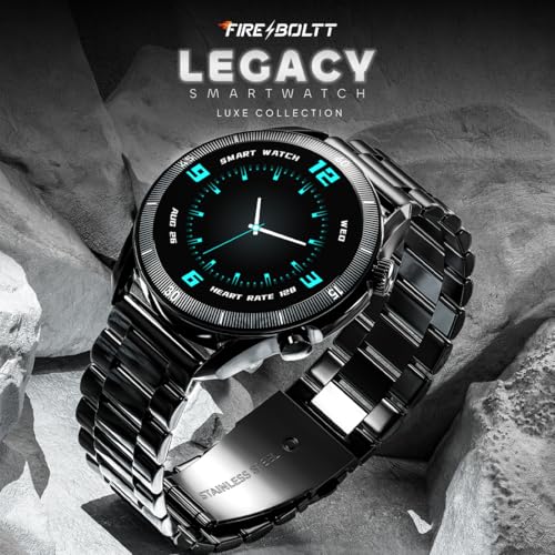 Fire-Boltt Legacy Luxury Round Smart Watch 1.43″ Super AMOLED,Bluetooth Calling,Wireless Charging,Voice Assistant,SpO₂ & Heart Rate Monitor,110+ Sports Modes, Metal Smart Watch for Men & Women - Black