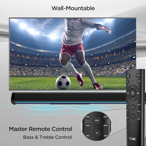 boAt Aavante Bar 2700 300W Signature Sound, 2.1CH with Wired Subwoofer, Multi-Compatibility, EQ Modes, Remote Control, Bluetooth Sound Bar, Home Theatre Soundbar Speaker (Midnight Black)