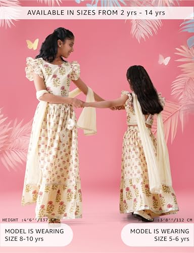 Amazon Brand - Symbol Kids Girls Cotton Readymade Lehenga Choli (SK-LC-SS26-2006_White_3-4 Years)
