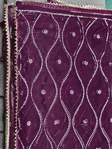 Womanista Women's Wine Color Pure Cotton Sequinns Embroidered Flared Kurta set(Kurtaset_1368_L)