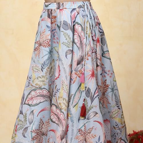 Biba Girls Blue Georgette Dyed Relaxed Lehenga Set_8-9Y