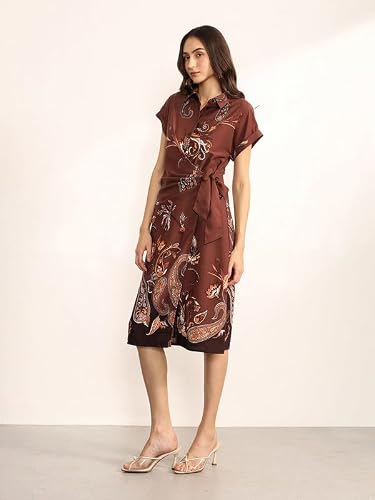 Kazo Women's Memento Midi Dress (Brown XL)