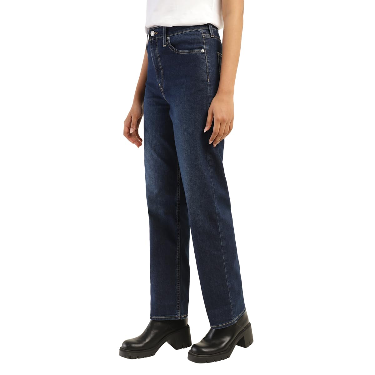 Levi's Women's Straight Fit Mid Rise High-Rise Jeans Blue