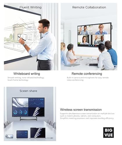 BIG VUE Pluss 55 Inch Android 14 Interactive Television, All-in-1 Digital Panel Board with Stand, 8 GB RAM 128 GB ROM, Ai Enabled, Multitouch Screen Display for Teaching, Classroom & Office Use
