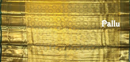 VFCollections Women's Traditional Handloom Kanchipuram Silk Pure Pattu Sarees | Rich Zari Woven Design | Unstitched Blouse (VFC576-2)