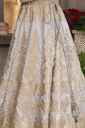 BIBA Women Light Blue Cotton Kalidar Dyed Lehenga Set_38