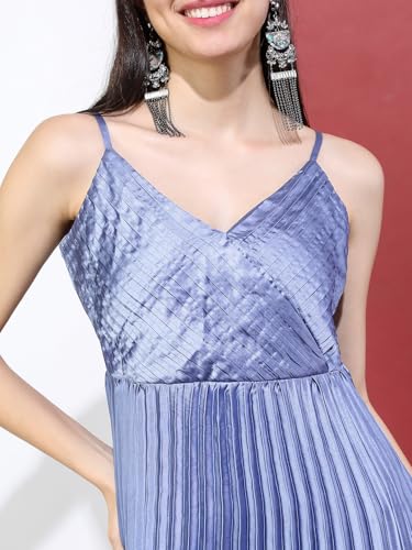 Tokyo Talkies Women V-Neck Long Sleeve Maxi Dress TTJ6010825 Blue L