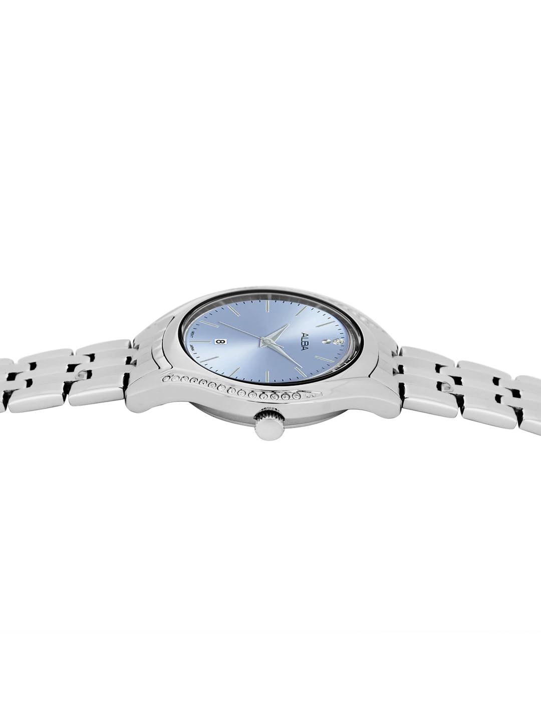 ALBA Stainless Steel Women Analog Wristwatch Ah7Bu3X1, Blue Dial, Silver Band