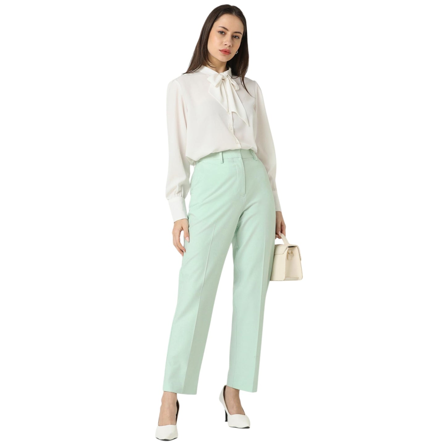 Van Heusen Women's Regular Fit Mid Rise Casual Straight Pants