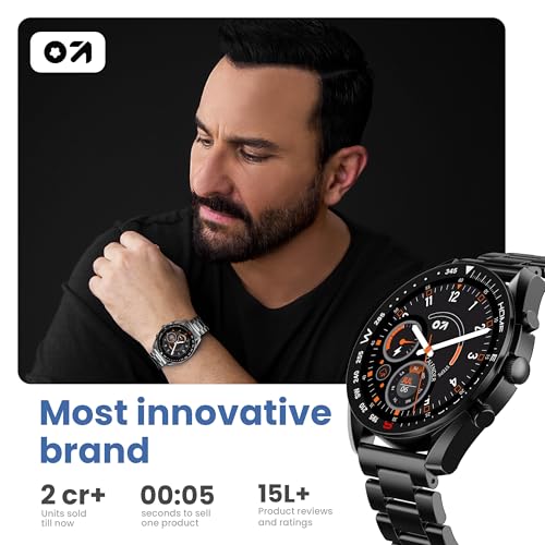 GOBOULT Mirage Smart Watch 1.39''HD Screen, Bluetooth Calling, IP67, Zinc Alloy Frame, 500 Nits Brightness, AI Voice Assistant, SpO2 Monitoring, 120+ Sports Mode (Coal Black)