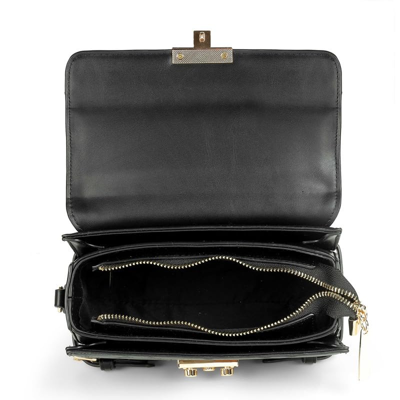 tresmode LUBERK Black Women Vegan Leather Sling Bag