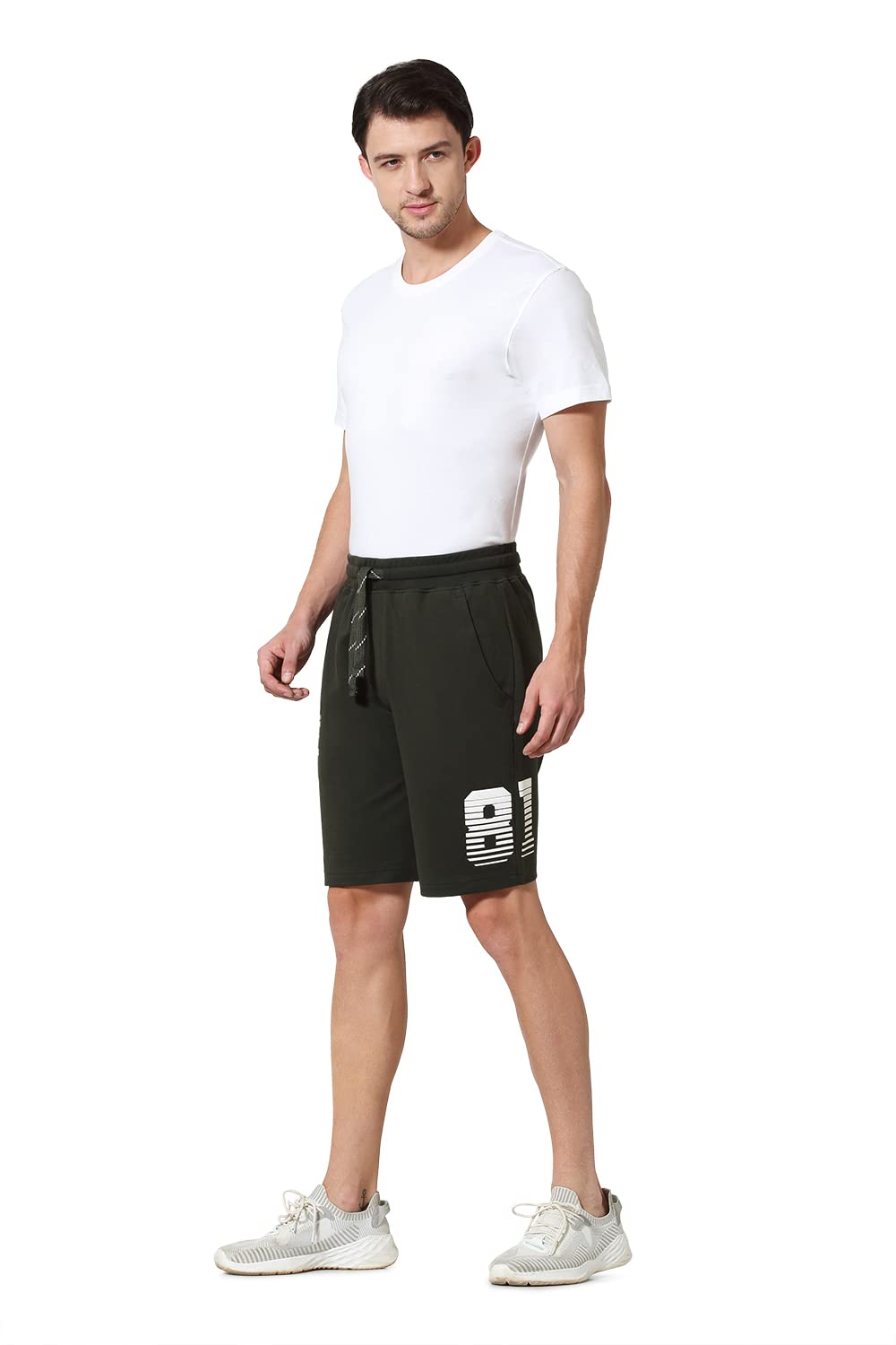 Van Heusen Sport Men Knit Shorts - Cotton Rich - Zipper Pocket, Ultra Soft, Breathable_70025_Moss Green_L
