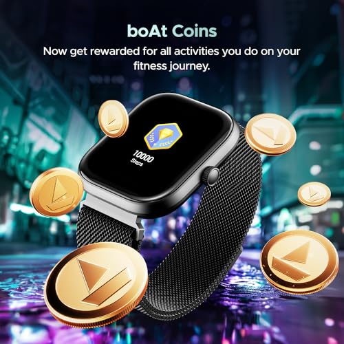 boAt Newly Launched Wave Sigma 3 w/Turn-by-Turn Navigation, 2.01" HD Display, BT Calling, Crest+ OS, QR Tray, Watch Face Studio, Coins, Emergency SOS Smart Watch for Men & Women(Metal Black)