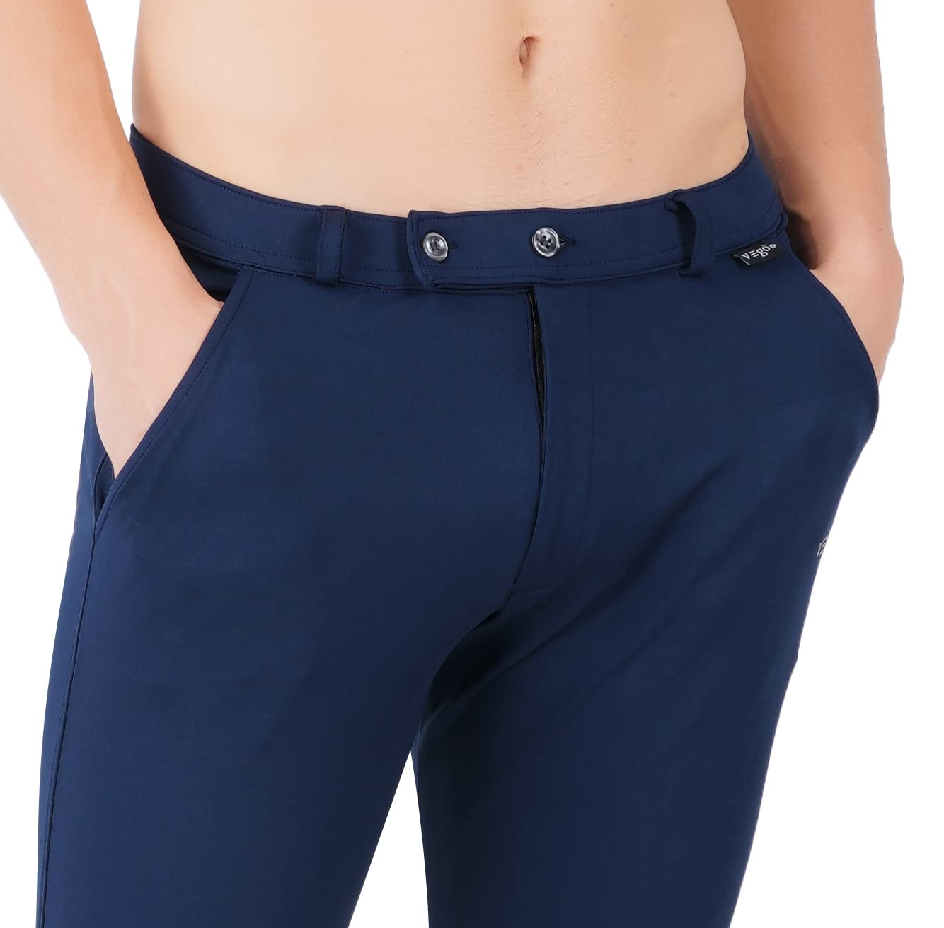 VEGO Mens 4 Way Lycra Strechable Slim Fit Formal Trousers & Pant Navy Blue