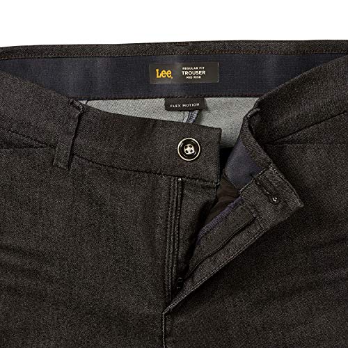 LEE Women's Plus Size Flex Motion Regular Fit Trouser Pant, Black, 30W Medium