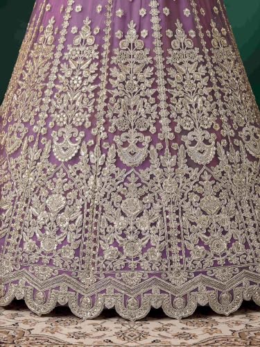 Zeel Clothing Women's Zari Sequins Embroidered Work Soft Net Lehenga Choli With Dupatta (6013-Purple-Womens-Lehenga-Choli-New; Free size)