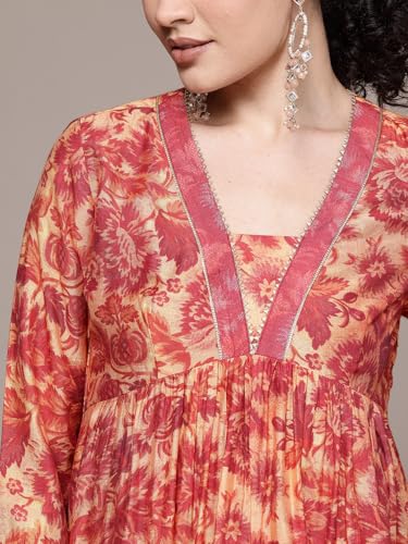 Aarke Ritu Kumar Rust Lavish Loom 3/4 Sleeve Kurta With Sharara And Dupatta