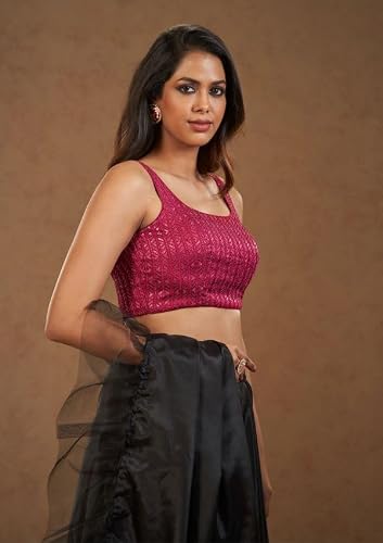 SALWAR STUDIO Pink Embroidered Readymade Blouse- Pack of 1.