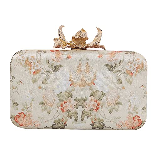 SWISNI Gold gorgeous handmade printed embroidery designer clutch II Women's Traditional Designer Clutch For Women & Girls II PRINTED EMBROIDERED CLUTCHES