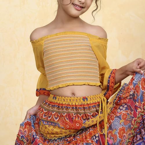 Biba Girl's Polyester Lehenga Set (KWPRSMKT6453AW25MLTI_Multicolor_8 9 Years)