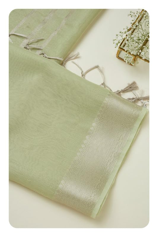 Soch Womens Light Green Polyester Solid Dupatta