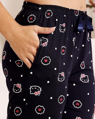 BODYCARE Women's Cotton Printed T-Shirt and Capri Set | Soft & Breathable Nightwear | Short Sleeves | Loungewear Co-Ord Set| BSCS16020_100 Multicolour