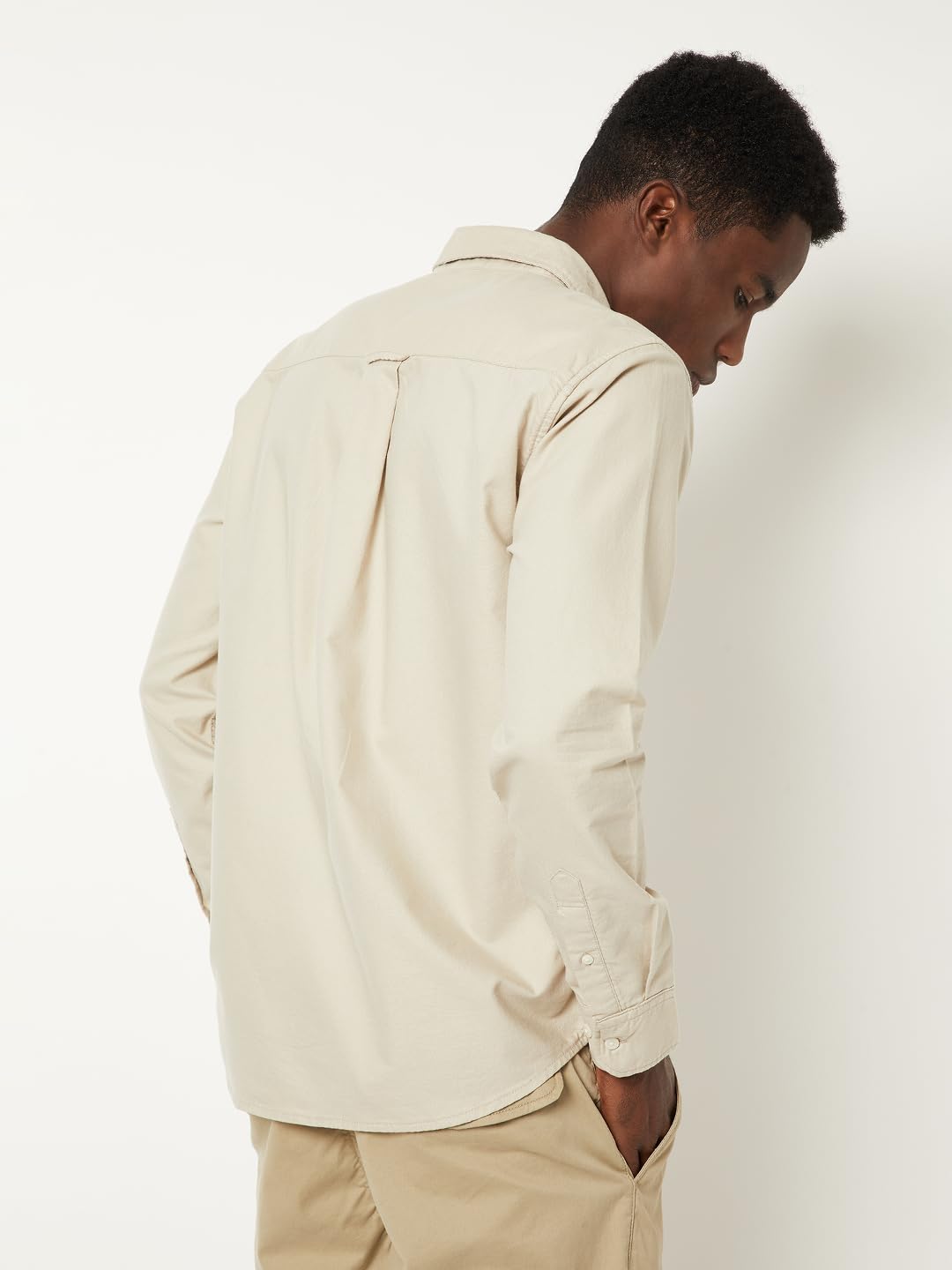 Max Men Soft Touch Regular Fit Oxford Shirt (Beige_M)
