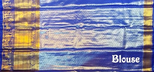 VFCollections Women's Traditional Handloom Kanchipuram Silk Pure Pattu Sarees | Rich Zari Woven Design | Bridal Saree | Unstitched Blouse (VFC644-1), Purple,Gold