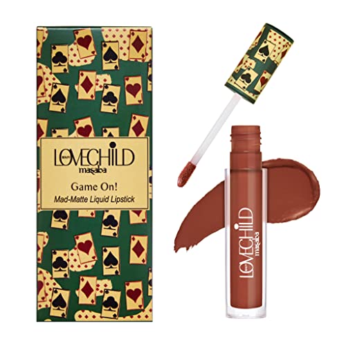LoveChild Masaba Game On! - Hukum - Liquid Matte Lipstick, Pecan Brown Velvet Smooth, Non-Sticky, Hydrating & Moisturising, Lasts Up to 12 hours, 5Ml
