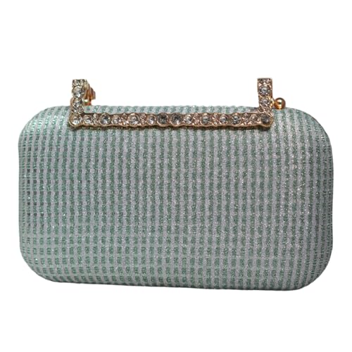 Artklim Sky Blue Shimmery Fabric Party Clutch Bag For Women