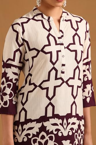 Soch Womens Purple Viscose Geometric Tunic