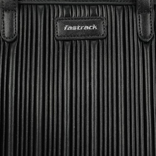 Fastrack BlackGroove Satchel | Women’s Faux-Leather Bucket Bag | Pleated Design, Gunmetal Hardware & Dual Carry Options