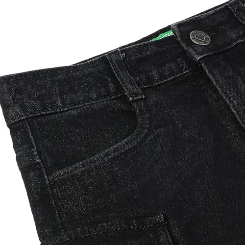 United Colors of Benetton Solid Regular Fit Cargo Pocket Mini Skirt (Size: 12-13 Years)-25A4DENCG207I100 Black