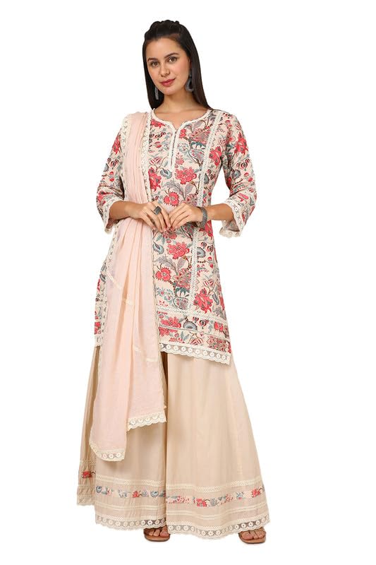 Soch Womens Pink Linen Floral Print Suit Set