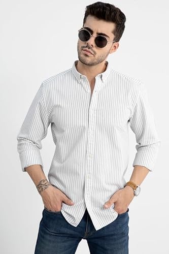 SNITCH Cotton Lining Regular Fit Shirt for Men (White, XXL)