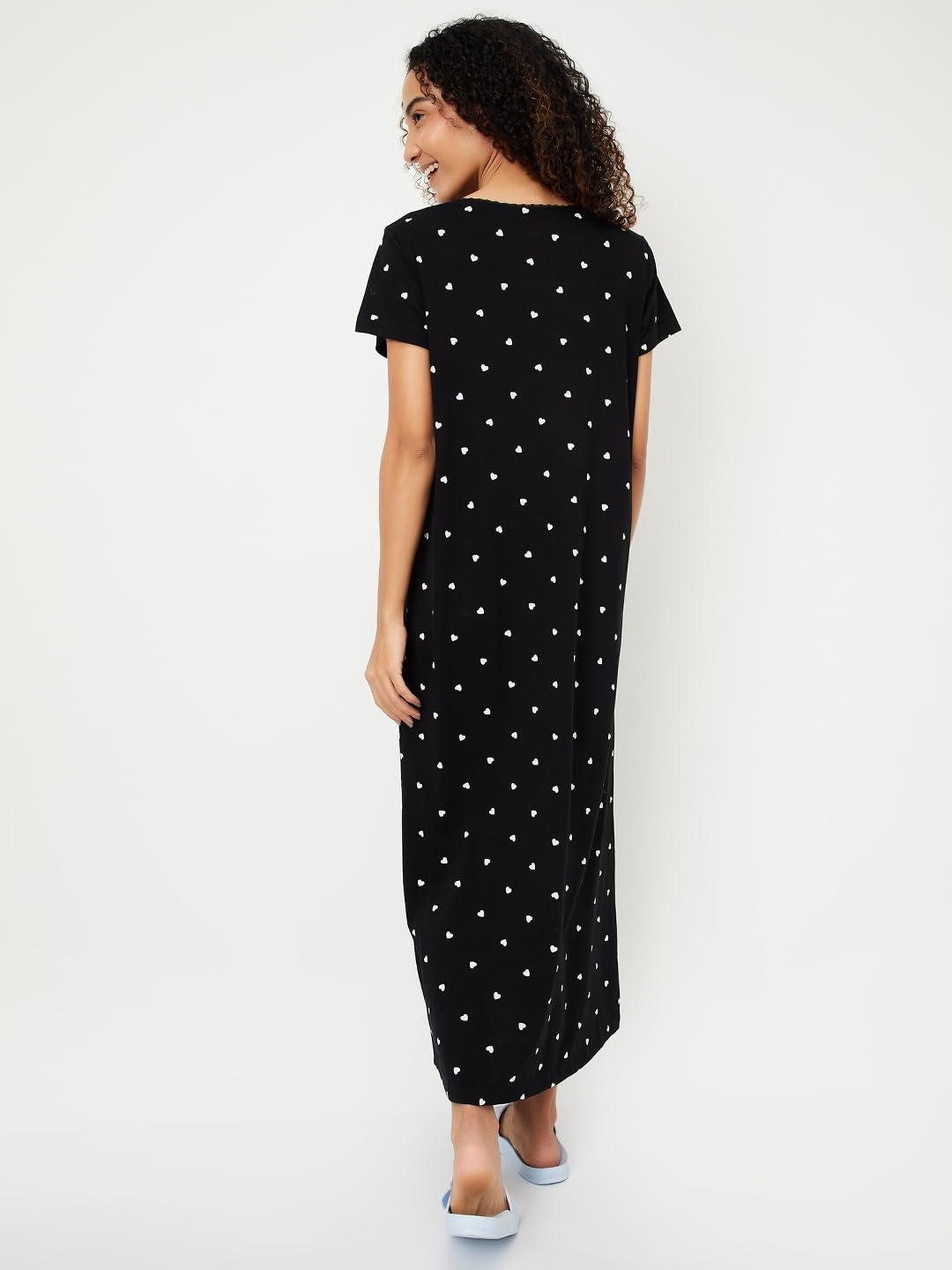 Max Women's Cotton Casual Nightgown (KG1108_Black_L)