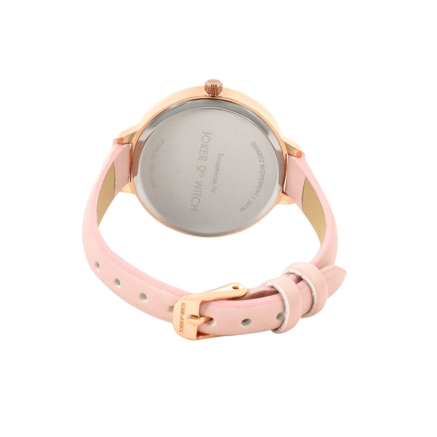 Joker & Witch Sunrise 36mm Pink Dial 10mm Pink Faux Leather Watch for Women