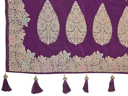 MANOHARI Women's Trendy Banarasi Soft Silk Woven Purple Saree With Heavy Jacquard Work Saree With Purple Blouse Piece_MN2017