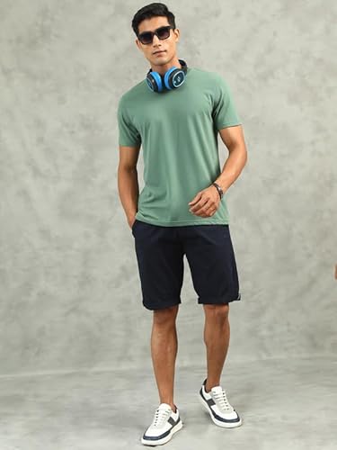 BEEVEE Men's Navy Regular Fit Solid Shorts